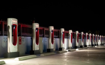 TESLA CHARGING STATION DURING THE NIGHT 