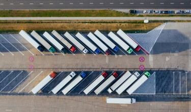 AERIAL PHOTOGRAPHY OF TRUCKS PARKED