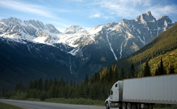 WHITE DUMP TRUCK NEAR PINE TREES DURING DAYTIME 