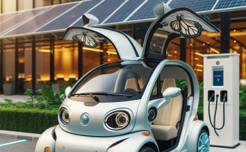 SMALL TWO-SEATER ELECTRIC CAR WITH DOOR