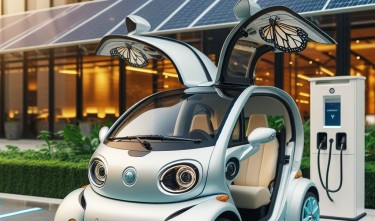 SMALL TWO-SEATER ELECTRIC CAR WITH DOOR