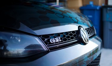 VOLKSWAGEN GTI HOOD IN CLOSE UP VIEW