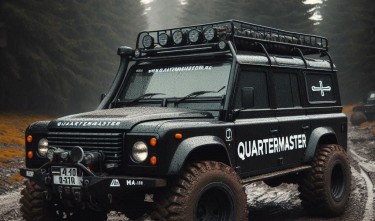 black 4x4 off roader with word Quartermaster written