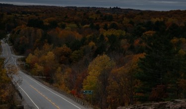 Car on a highway in autumn 