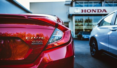 red Honda car 