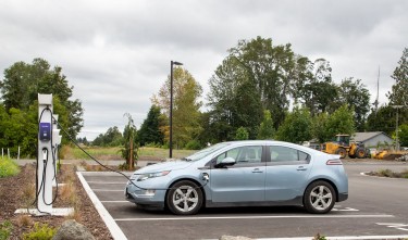 Plugged Electric Car Getting Charged