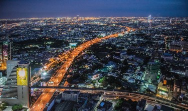 BANGKOK THAILAND BIRD'S EYE VIEW AT NIGHT